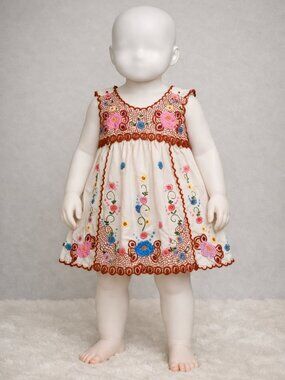 Embroidered toddler sleeveless cotton summer dress